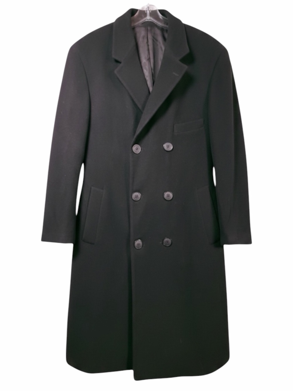 Lauren Ralph Lauren Wool Cashmere Blend Double Breasted Overcoat Black 48R XL It